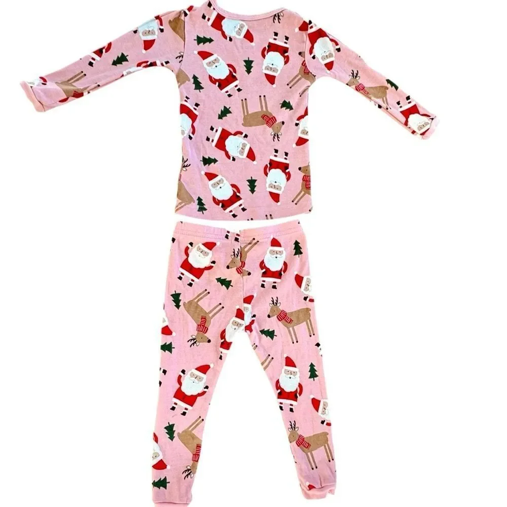 Just One You by Carter’s Girls Kids Pink Christmas Santa Pajama Set. 18 Months.